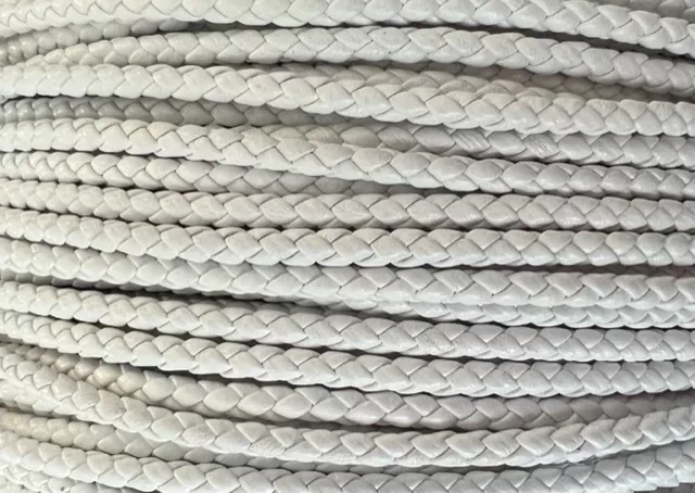 Cuir tressé rond 3-Qualité Joaillerie-nouvelles couleurs - Blanc