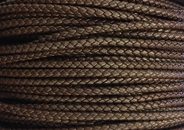 Cuir tressé rond 3-Qualité Joaillerie-nouvelles couleurs - Marron foncé