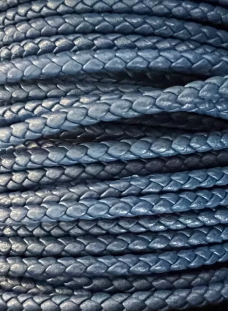 Cuir tressé rond 3-Qualité Joaillerie-nouvelles couleurs - Bleu éléctrique