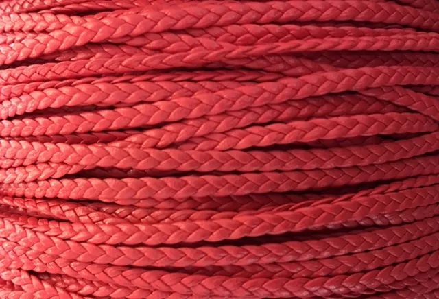 Cuir d'agneau tressé 3mm-qualité joallerie-NOUVELLES COULEURS - Corail