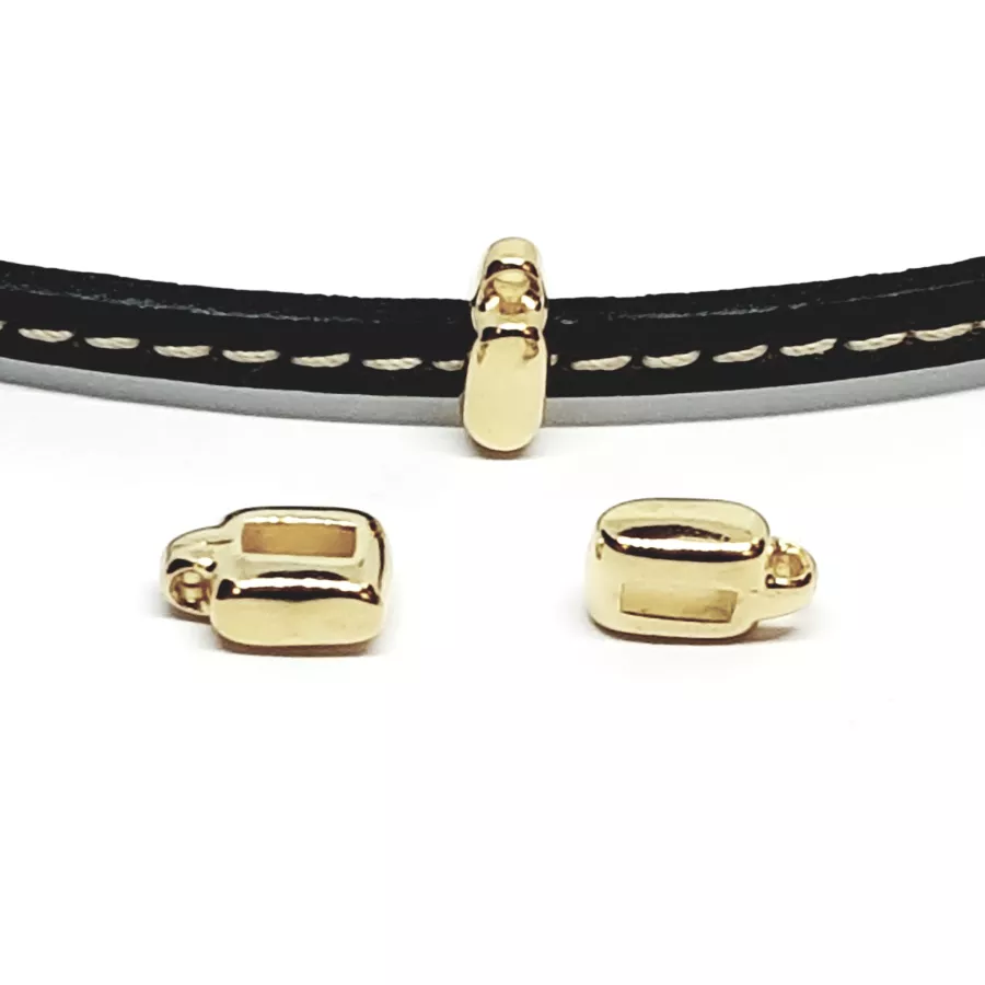 Accroche breloque pour cuir 5 mm plat - Or