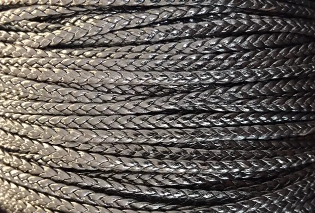 Cuir d'agneau tressé 3mm-qualité joallerie-NOUVELLES COULEURS - Argent antique