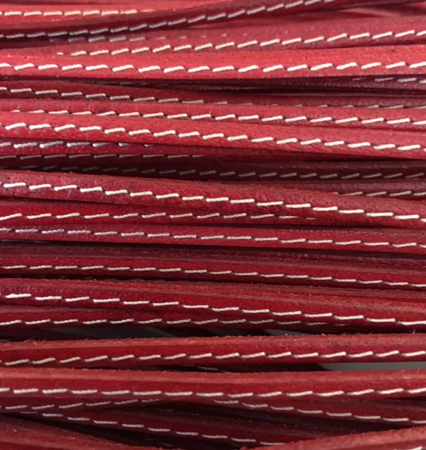Cuir cousu 3mm - Rouge