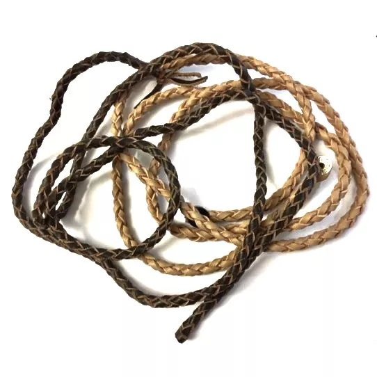 Cuir tressé rond 4mm souple - Marron