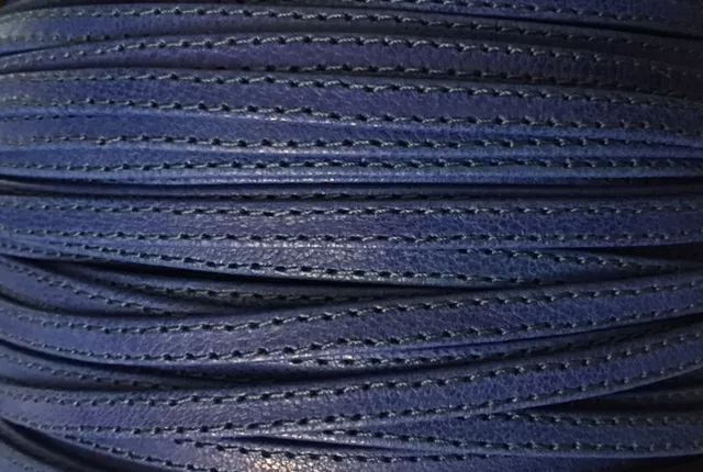 Cuir d'agneau plongé 5 mm double coutures-NOUVELLES COULEURS - Bleu azur