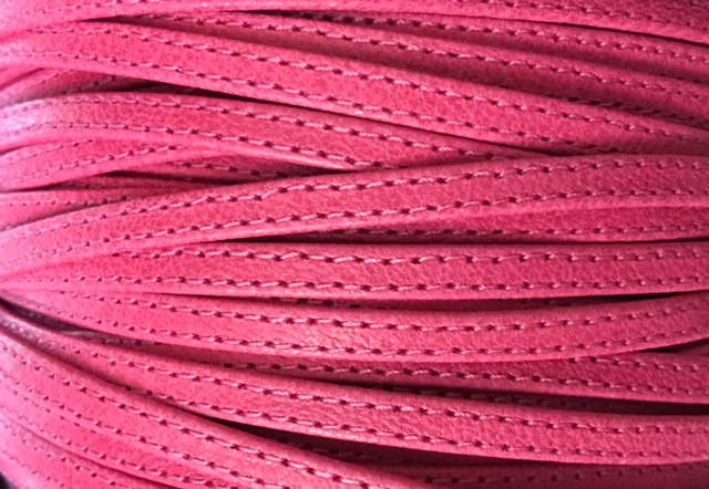 Cuir d'agneau plongé 5 mm double coutures-NOUVELLES COULEURS - Fuchsia
