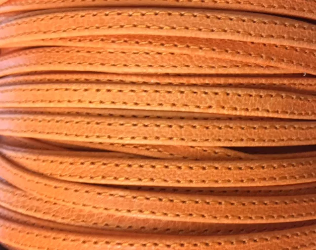 Cuir d'agneau plongé 5 mm double coutures-NOUVELLES COULEURS - Orange