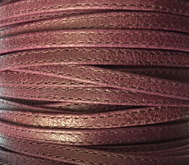 Cuir d'agneau plongé 5 mm double coutures-NOUVELLES COULEURS - Bordeaux
