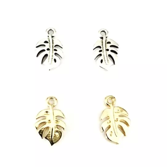 Petits pendants de feuille de monstera 15mm-argent-or-or rose - Or