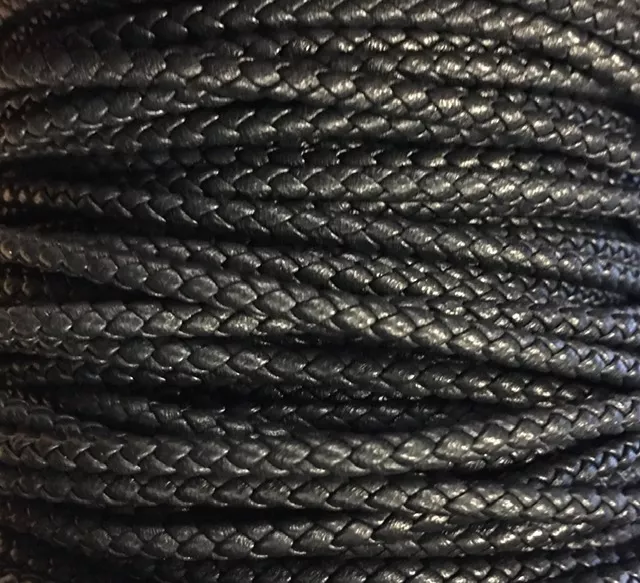 Cuir tressé rond 3-Qualité Joaillerie-nouvelles couleurs - Bleu marine