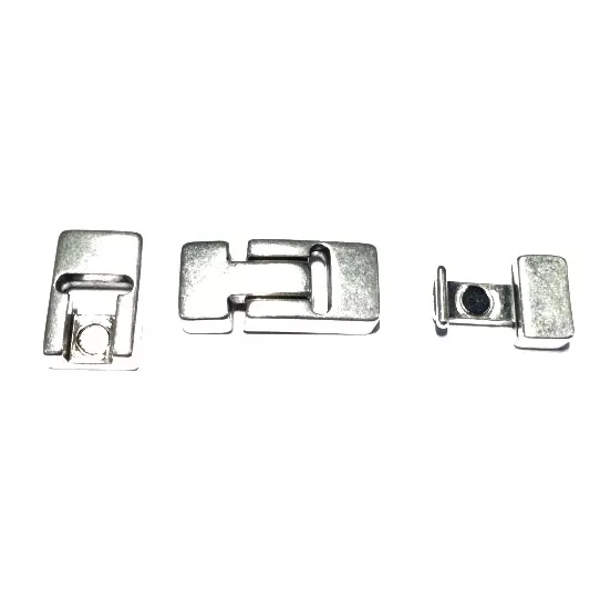Fermoir aimanté en zamac pour cuir 10mm plat - Argent