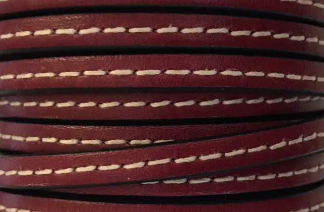 Cuir de veau cousu 5mm - Bordeaux
