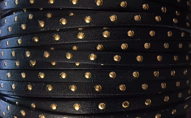 Cuir 5mm Faux clouté - Bleu marine