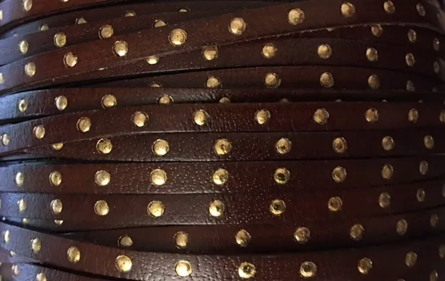 Cuir 5mm Faux clouté - Marron