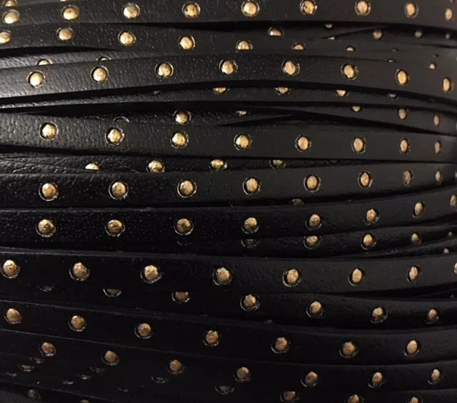 Cuir 5mm Faux clouté - Noir