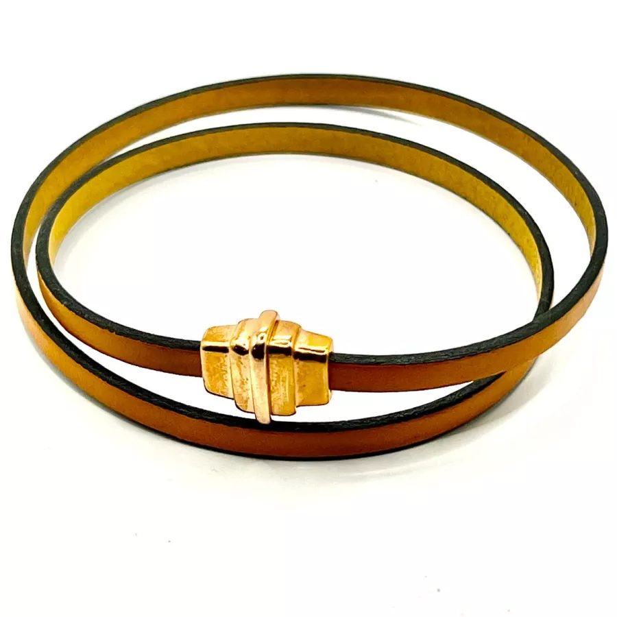 Fermoir aimanté en forme de pyramide pour cuir 5mm plat-4 couleurs - or rose