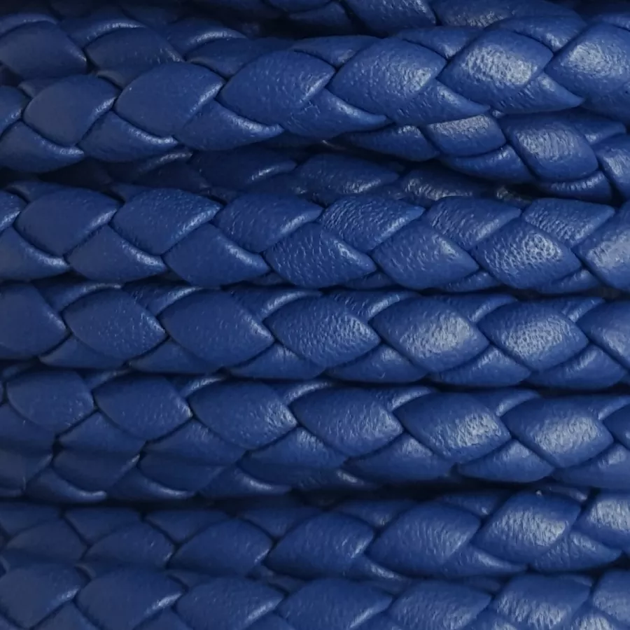 Cuir tressé rond 5mm pour HOMME - Bleu éléctrique
