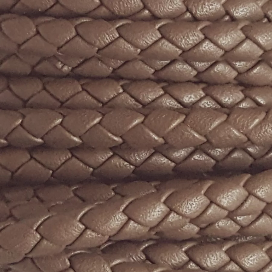 Cuir tressé rond 5mm pour HOMME - Marron clair