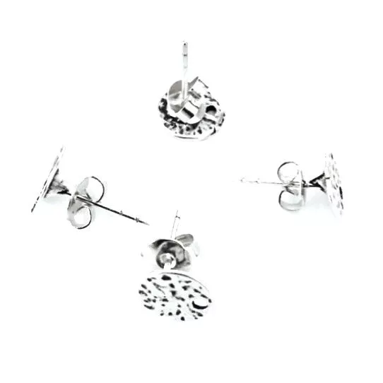 BO à clou petit sequin martelé - Argent