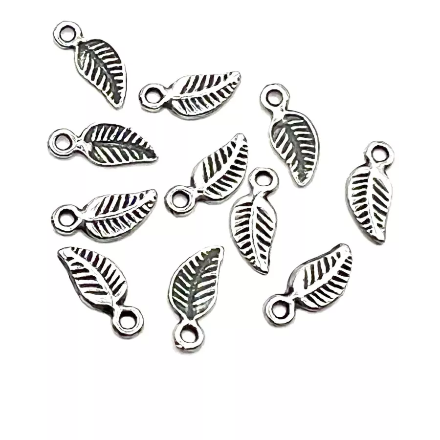 Pendant  petite feuille - Argent antique Or