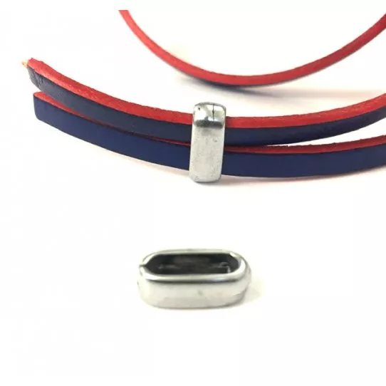 Passant  lisse pour cuir 10mm, argent antique - Argent antique