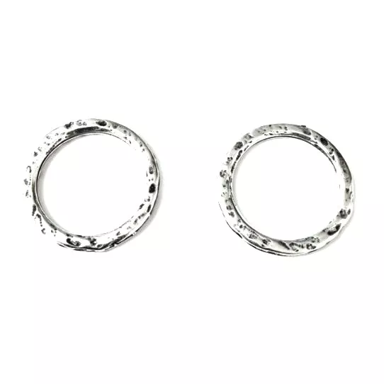 Cercle martelé 28mm double face - Argent antique