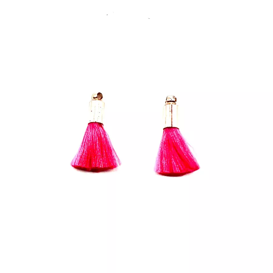 5 Pompons avec embout laiton plaqué or rose-20MM - Fuchsia