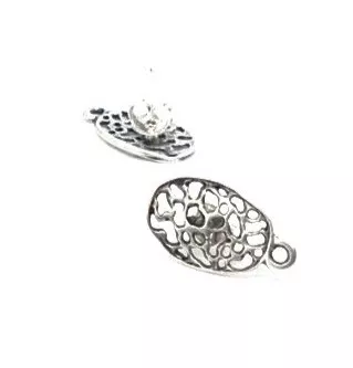 Boucles d'oreilles à clous avec filigranne ovale - Argent antique