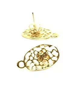 Boucles d'oreilles à clous avec filigranne ovale - Or