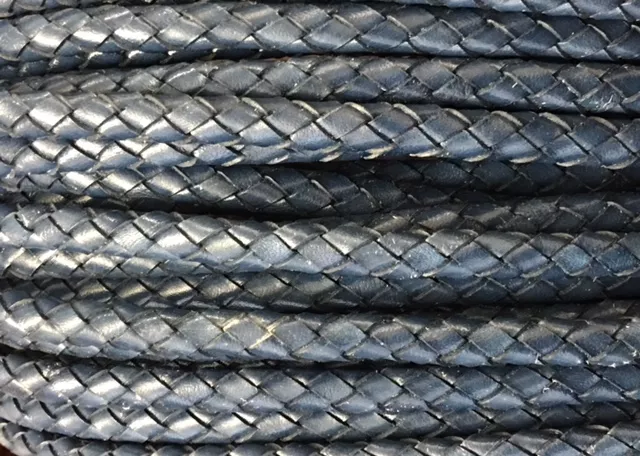 Cuir tressé 8mm pour homme - Bleu