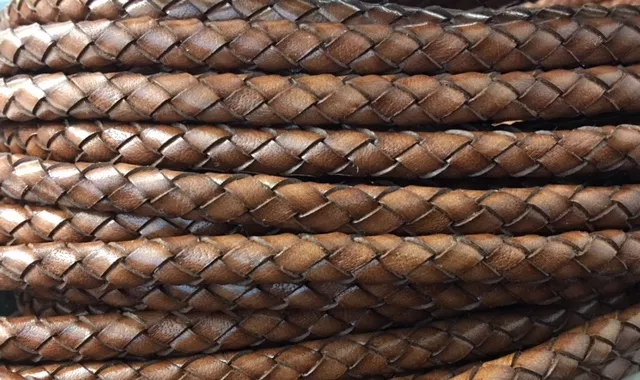 Cuir tressé 8mm pour homme - Marron moyen