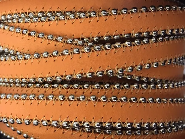 Cuir satiné ou non avec chaîne boule 10 mm-NOUVELLES COULEURS - abricot