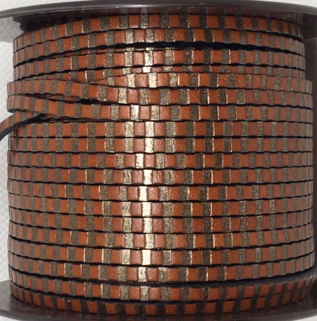 cuir de veau 3mm avec rayure - Marron moyen