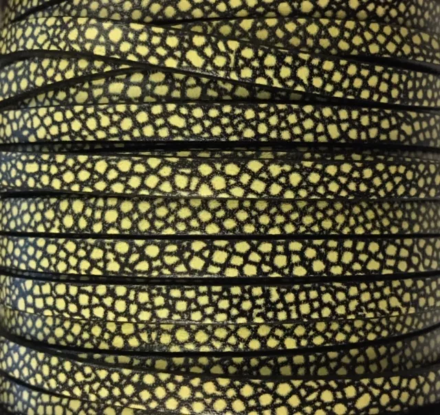 Cuir de veau 5mm imprimé points - Jaune