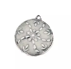 Pendant rond émaillé Europe - Gris