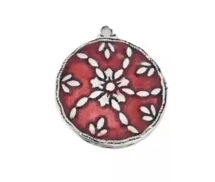 Pendant rond émaillé Europe - Rouge