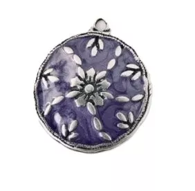 Pendant rond émaillé Europe - Violet
