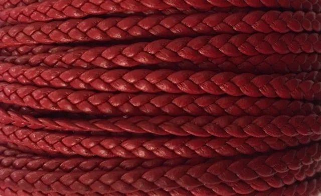 Cuir d'agneau tressé 3mm-qualité joallerie-NOUVELLES COULEURS - Rouge