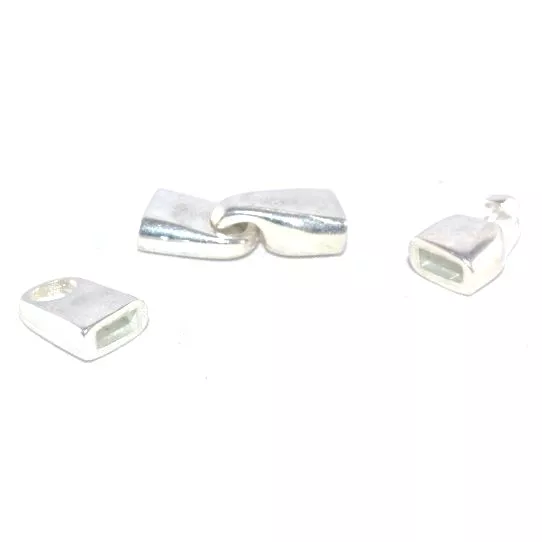 Fermoir crochet pour cuir plat  5mm - Argent
