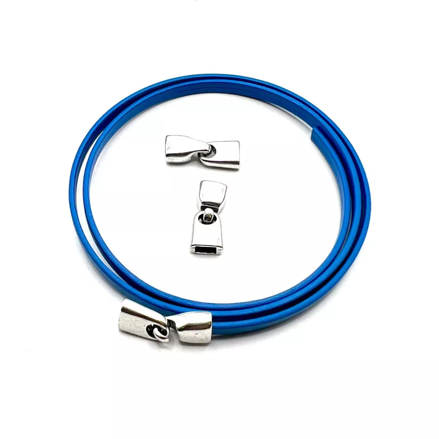 Fermoir crochet pour cuir plat  5mm - Argent antique