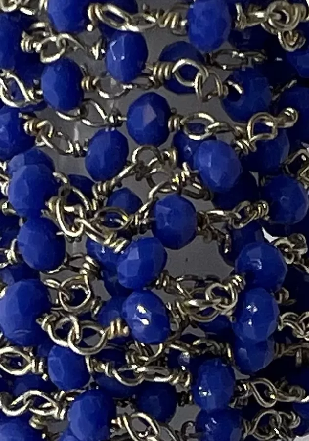 Chaine facette argenté - Bleu azur