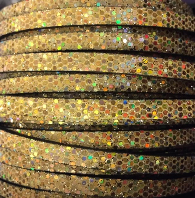 Lanière DISCO  glitter 5mm - Or