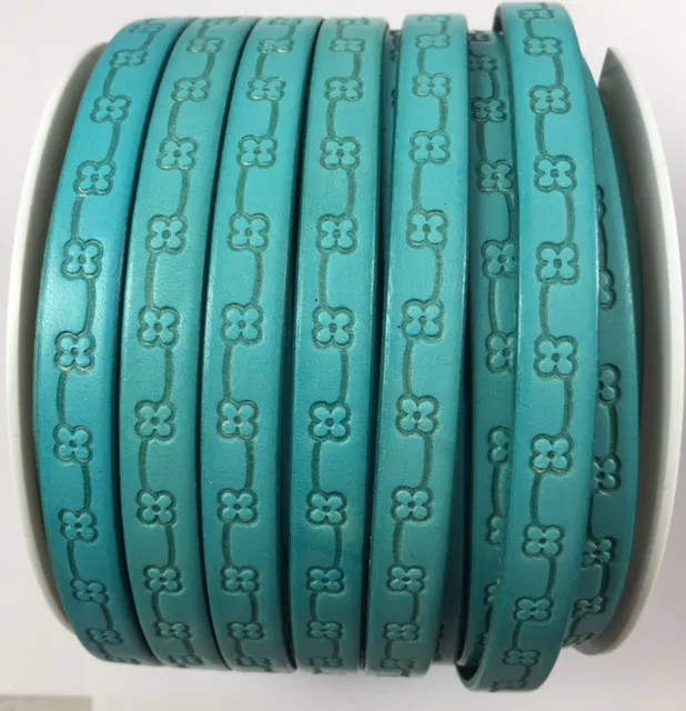 CUIR DE VEAU AVEC MOTIF FLEUR - Vert turquoise