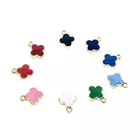 Pendant trèfle à 4 feuilles émaillé - Vert