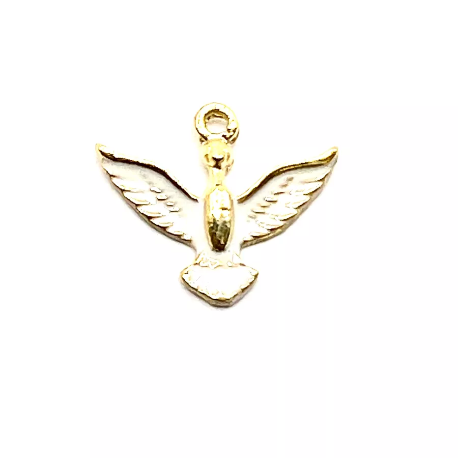 Pendant anka (oiseau phénix) émaillé 13x 18.6mm - Blanc