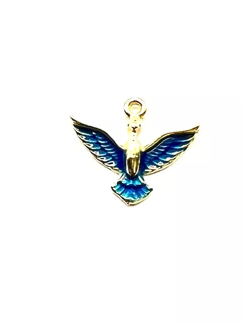 Pendant anka (oiseau phénix) émaillé 13x 18.6mm - Bleu