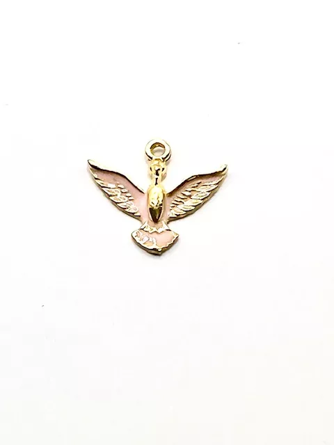 Pendant anka (oiseau phénix) émaillé 13x 18.6mm - Rose clair