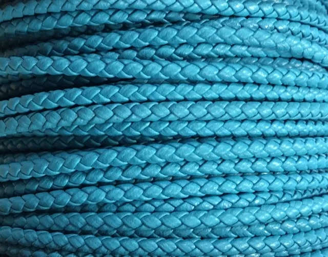 Cuir tressé rond 3-Qualité Joaillerie-nouvelles couleurs - Turquoise