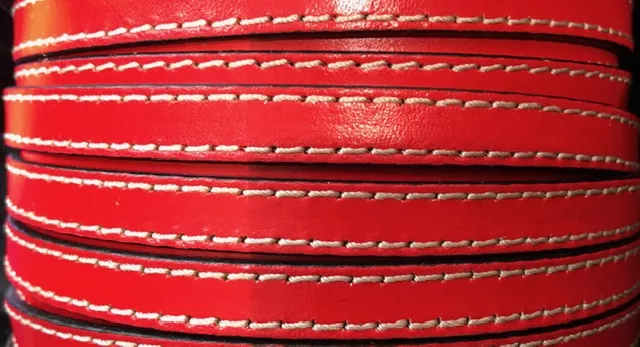 Cuir de veau cousu 10mm-nouvelles couleurs - Rouge