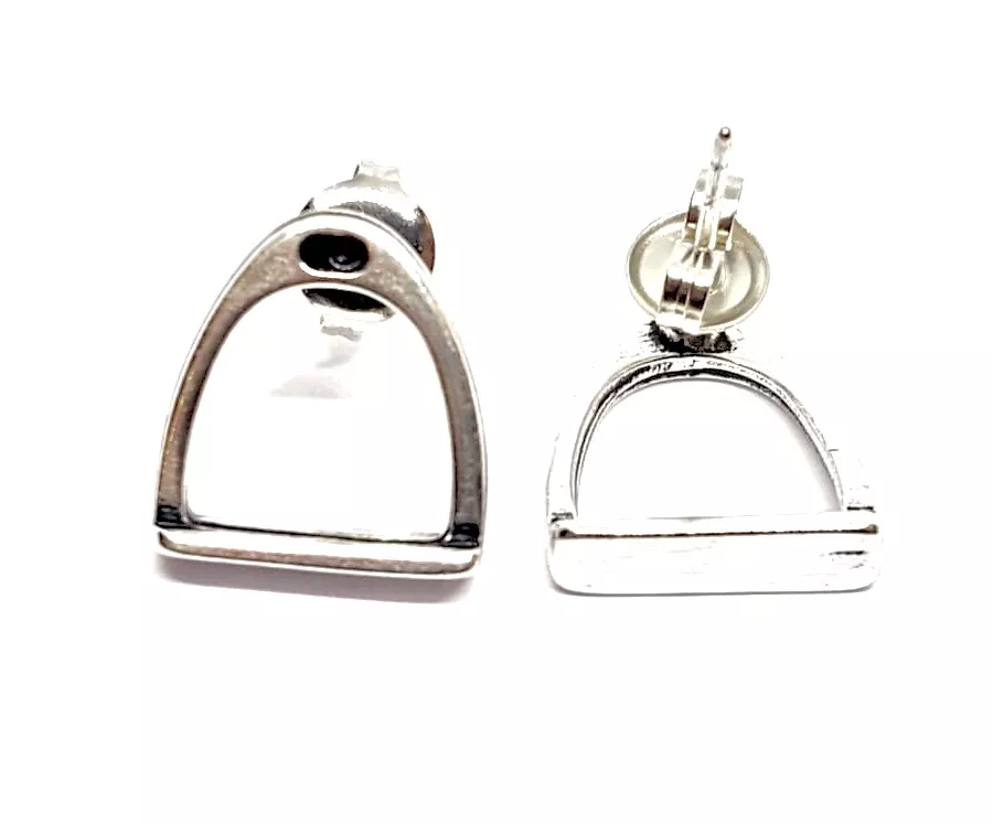 Boucles d'oreilles étrier à clous - Argent antique